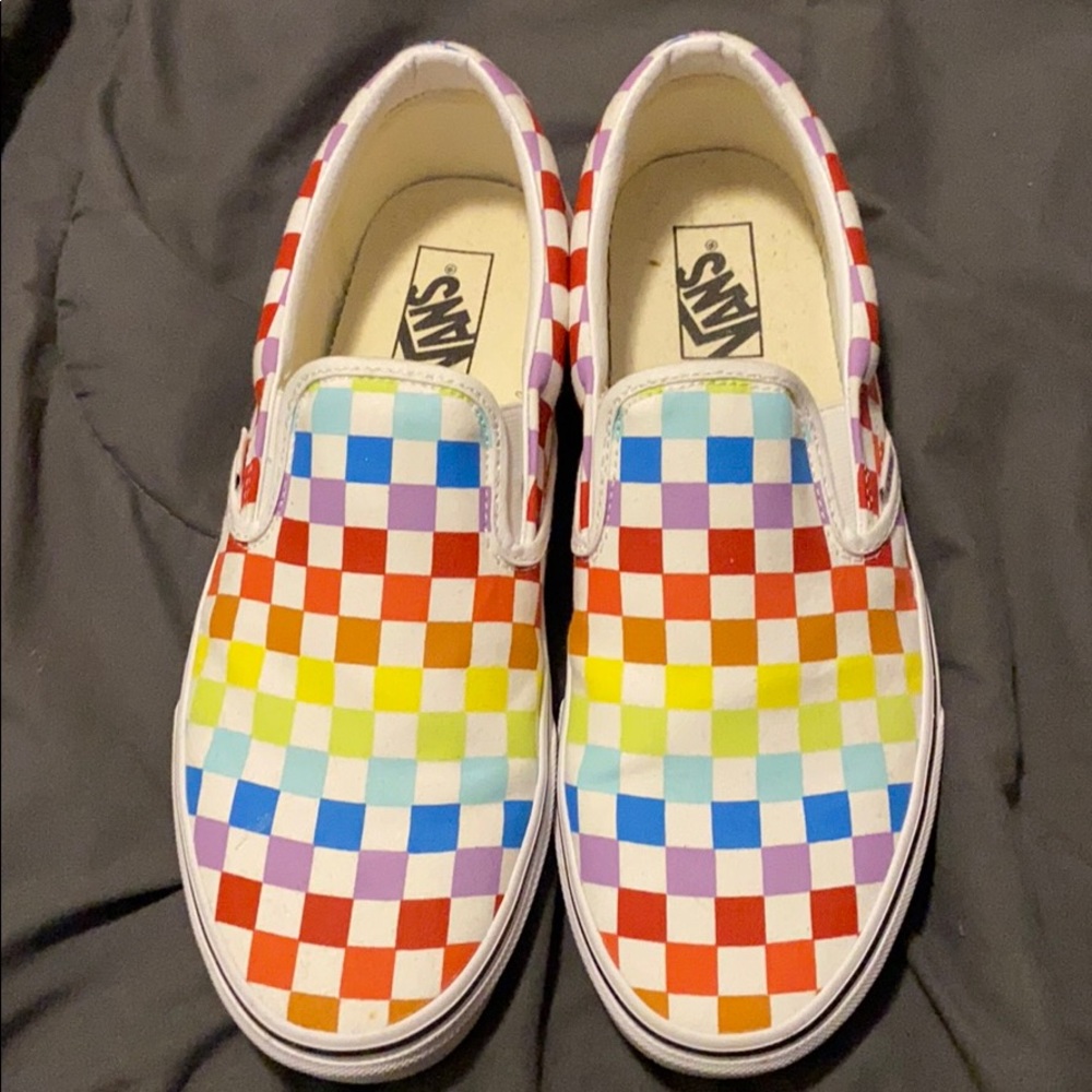 Rainbow checkered Vans